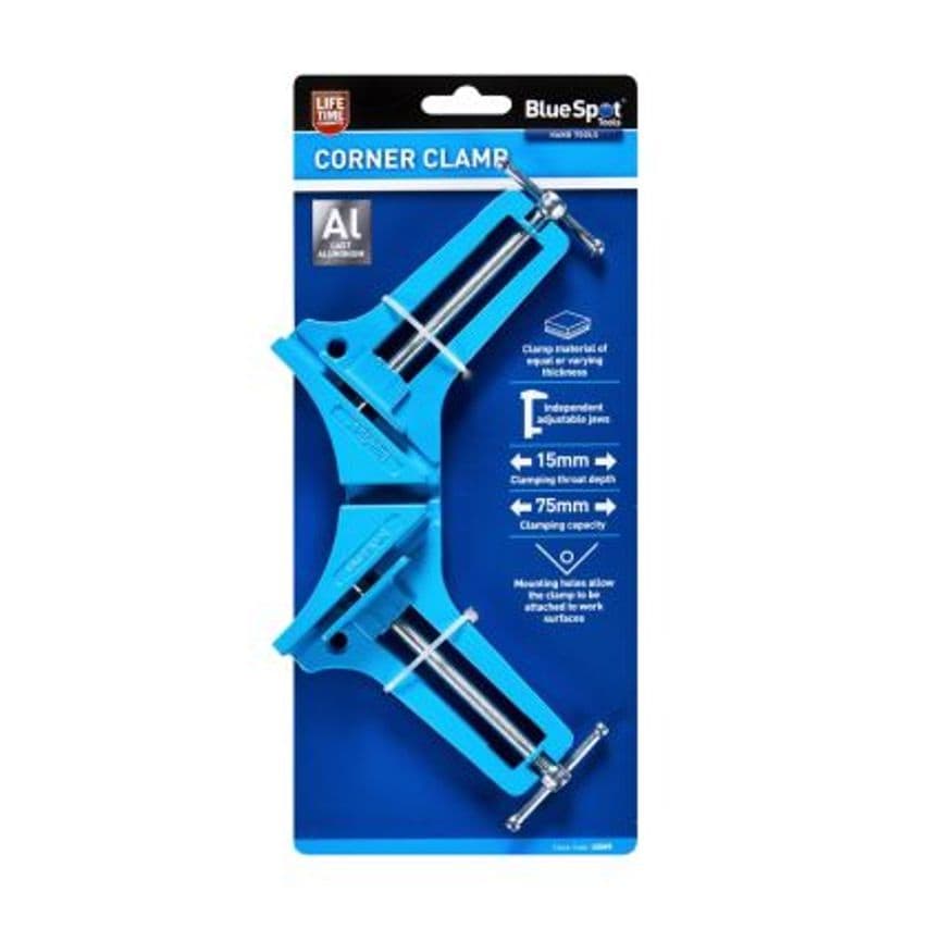 Corner Clamp Clamping Throat is 15mm with an Overall Clamping Capacity of 75mm