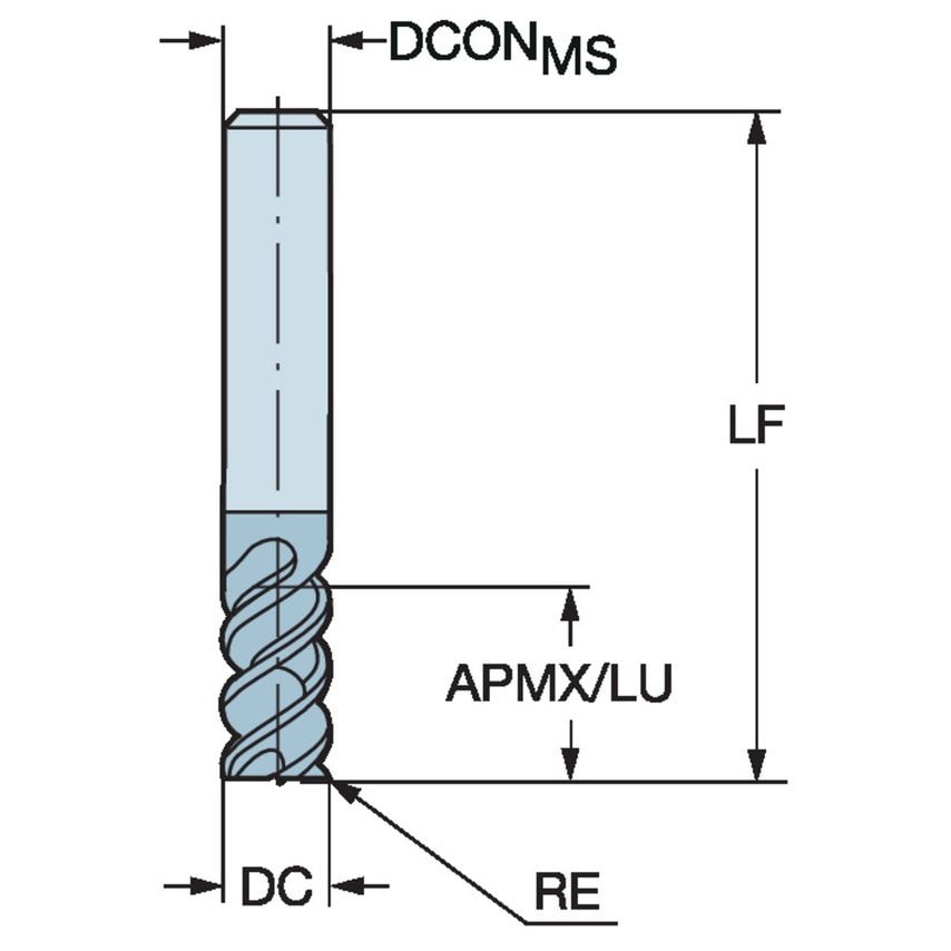 CoroMill Plura Solid Carbide End Mill for Finishing RA215.26-3250DAK24L1620