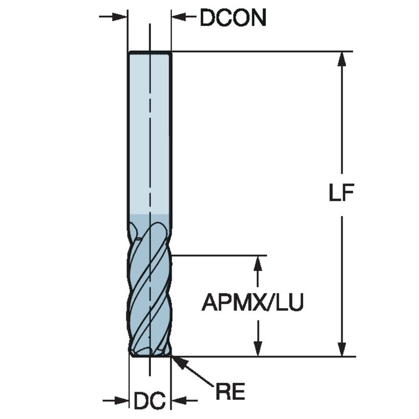 CoroMill Plura Solid Carbide End Mill for Heavy Duty Milling 2S342-1588-152-PA1730