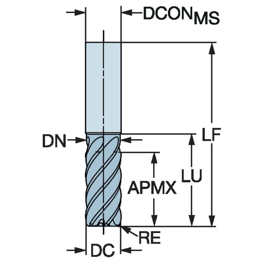 CoroMill Plura Solid Carbide End Mill for High Feed Side Milling 2F340-0800-050-SC1745