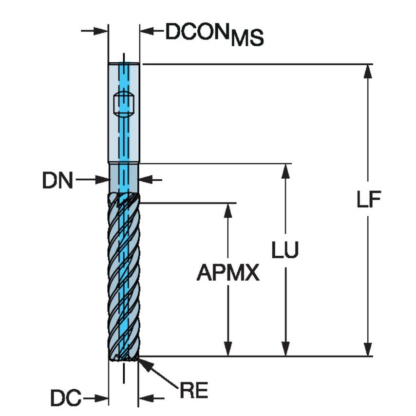 CoroMill Plura Solid Carbide End Mill for High Feed Side Milling 2F380-1200-250ASD1745