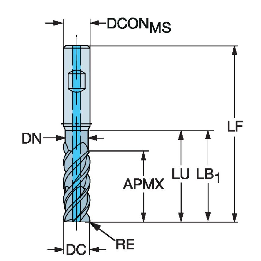 CoroMill Plura Solid Carbide End Mill for Stable Multi-operations Milling 2F440-1588-152ASD1725