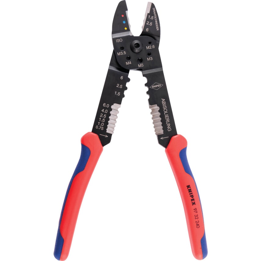 Crimping Pliers Black Lacquered Multi-component Grip 240mm
