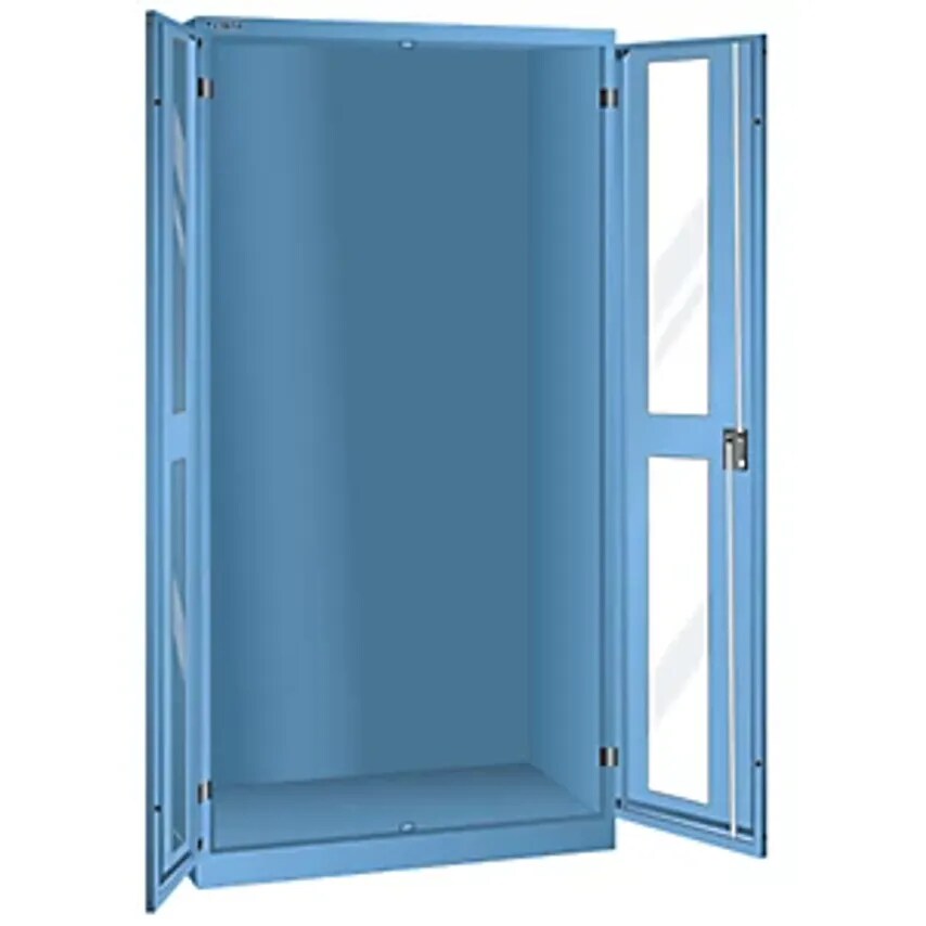Cupboard With 2 Viewing Window Doors - HxWxD 1950 X 1000 X 580mm - Empty Cupboard Housing, Light Blue