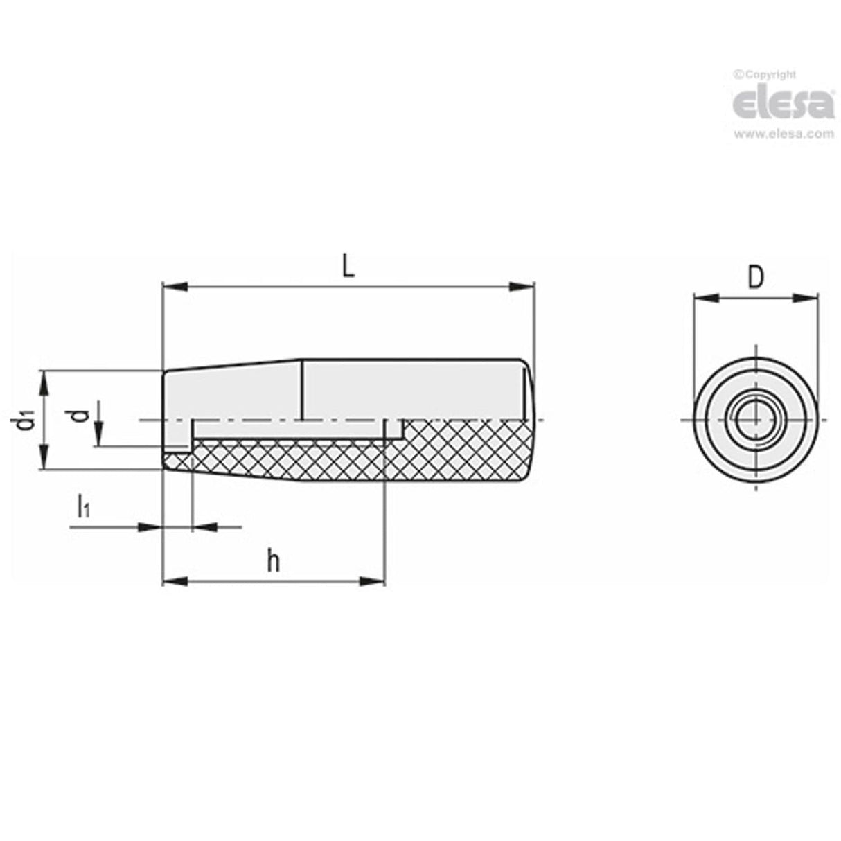 Cylindrical fixed handle-I.280/50-M6