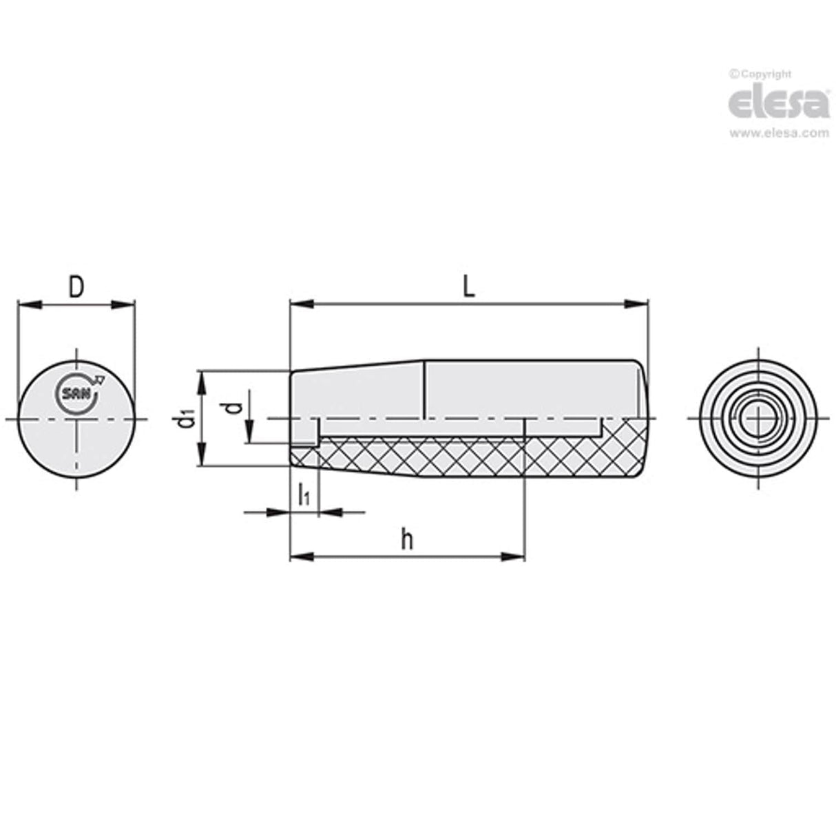 Cylindrical fixed handle-I.780/80-M8-SAN-C16