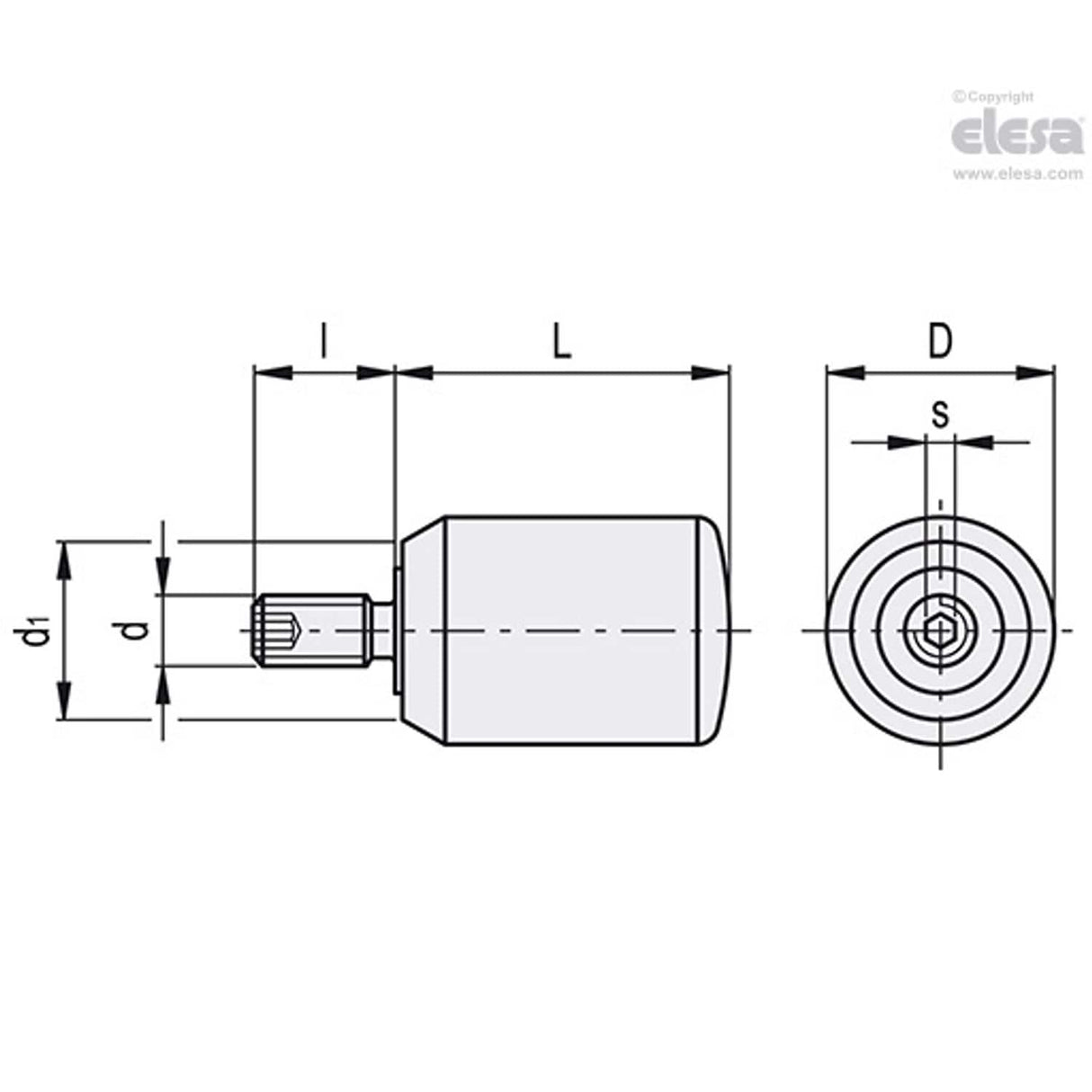 Cylindrical revolving handle-I.701/20+x-M5