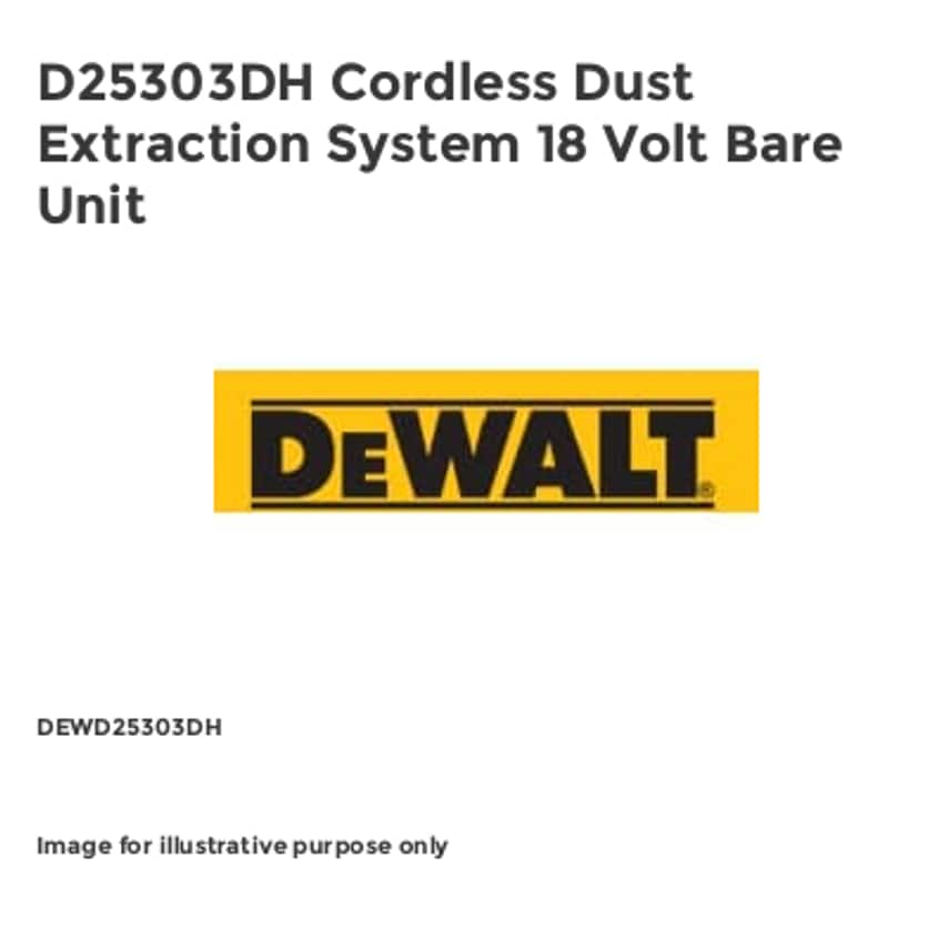 D25303DH Cordless Dust Extraction System 18 Volt Bare Unit DEWD25303DH