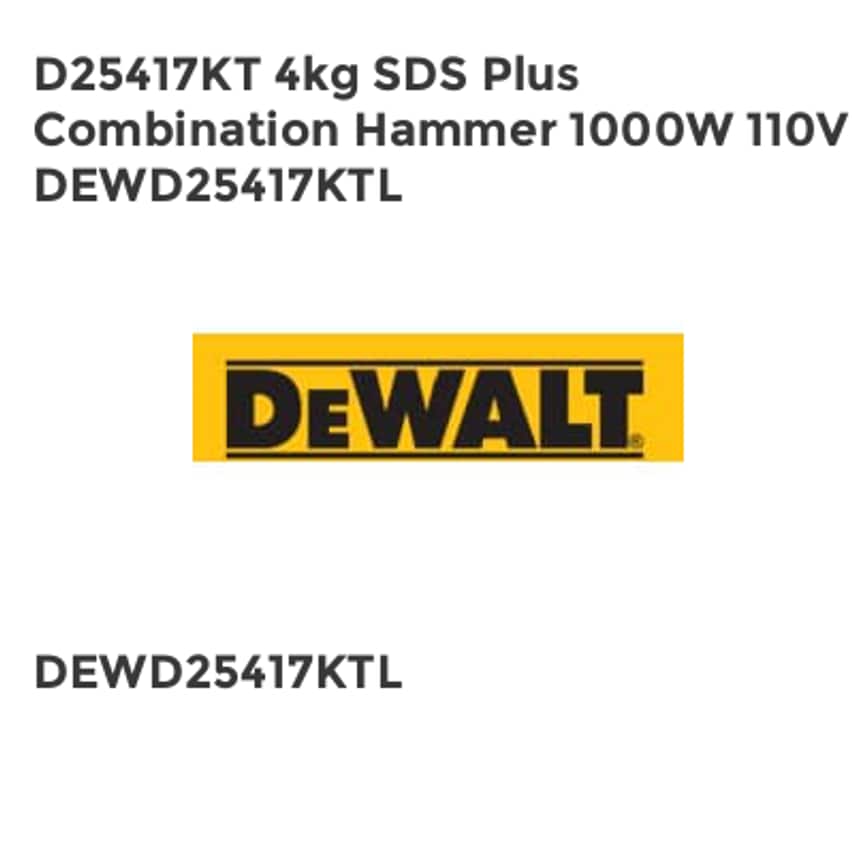 D25417KT 4kg SDS Plus Combination Hammer 1000W 110V DEWD25417KTL