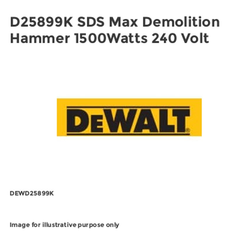 D25899K SDS Max Demolition Hammer 1500Watts 240 Volt