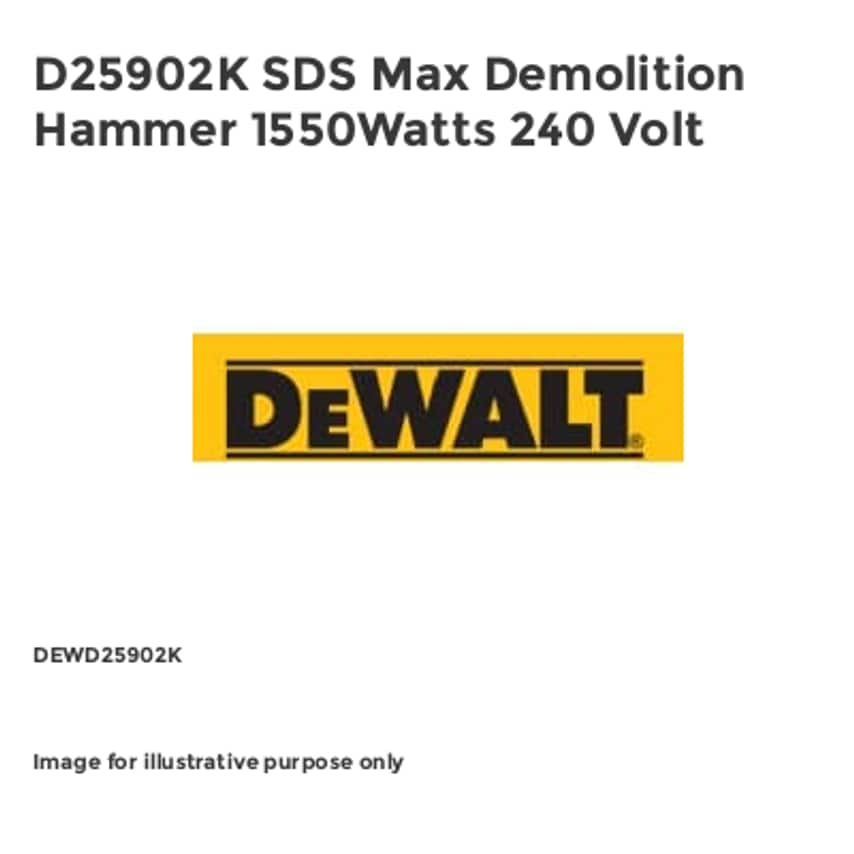 D25902K SDS Max Demolition Hammer 1550Watts 240 Volt