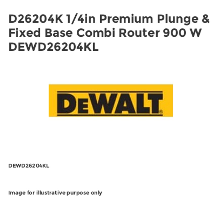 D26204K 1/4in Premium Plunge & Fixed Base Combi Router 900 W DEWD26204KL