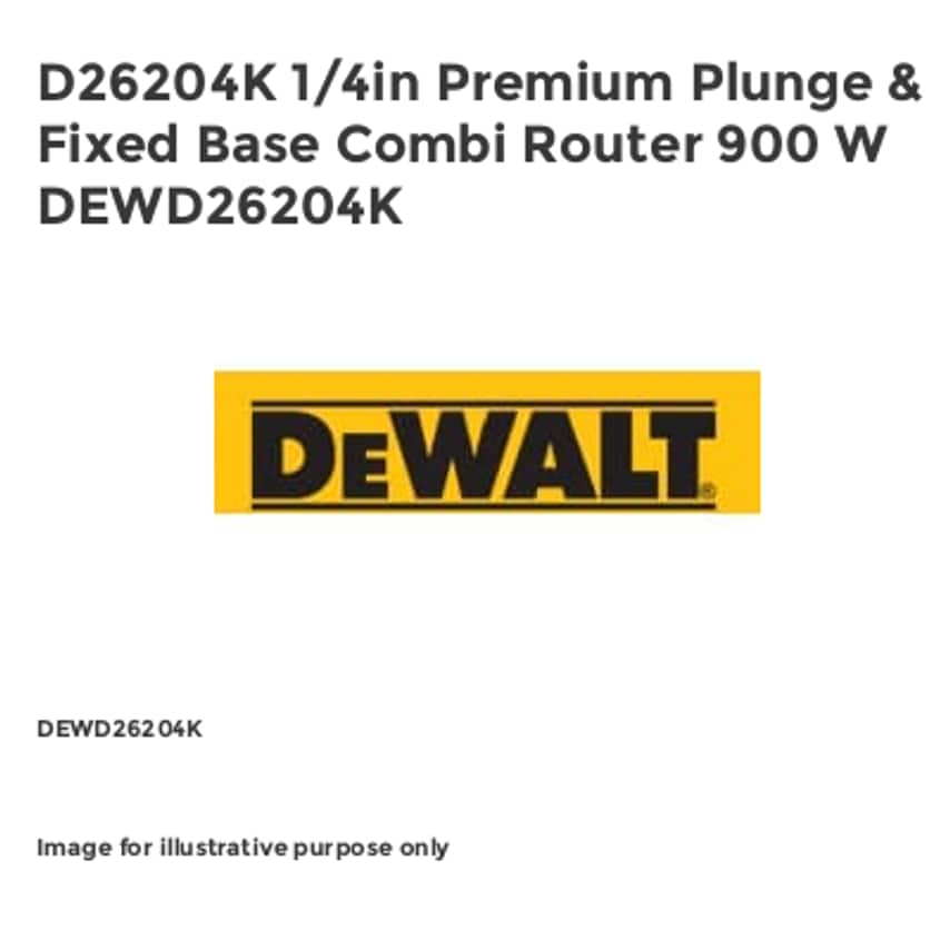 D26204K 1/4in Premium Plunge & Fixed Base Combi Router 900 W DEWD26204K