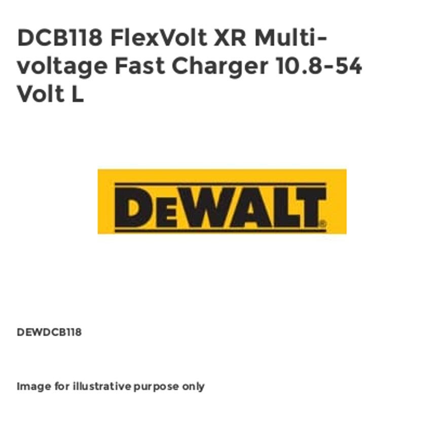 DCB118 FlexVolt XR Multi-voltage Fast Charger 10.8-54 Volt L DEWDCB118