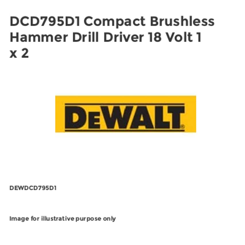 DCD795D1 Compact Brushless Hammer Drill Driver 18 Volt 1 x 2