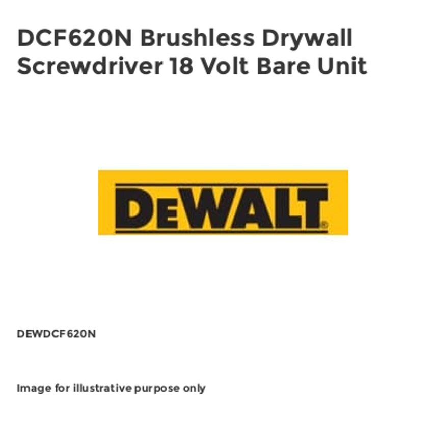 DCF620N Brushless Drywall Screwdriver 18 Volt Bare Unit DEWDCF620N