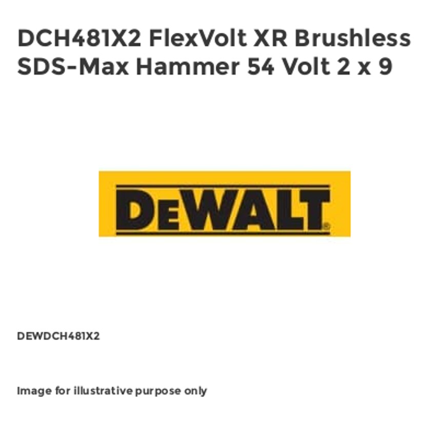 DCH481X2 FlexVolt XR Brushless SDS-Max Hammer 54 Volt 2 x 9 DEWDCH481X2