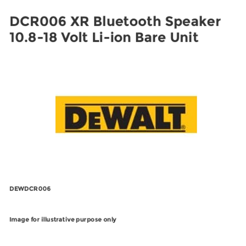 DCR006 XR Bluetooth Speaker 10.8-18 Volt Li-ion Bare Unit DEWDCR006