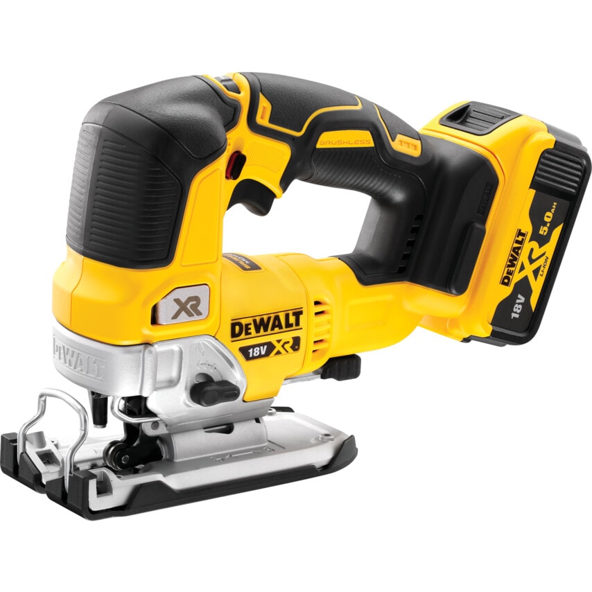 DCS334P2-GB 18V Brushless Top Handle Jigsaw, 2 X 5.0AH Slide Pack Batteries and Multi-voltage XR Charger in TSTAK Case