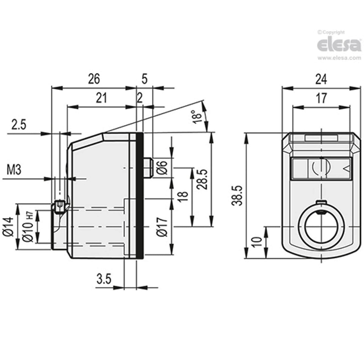 DD50 Mechanical position Indicators direct drive 3-digit counter technopolymer DD50-AN-03.0-D-C2