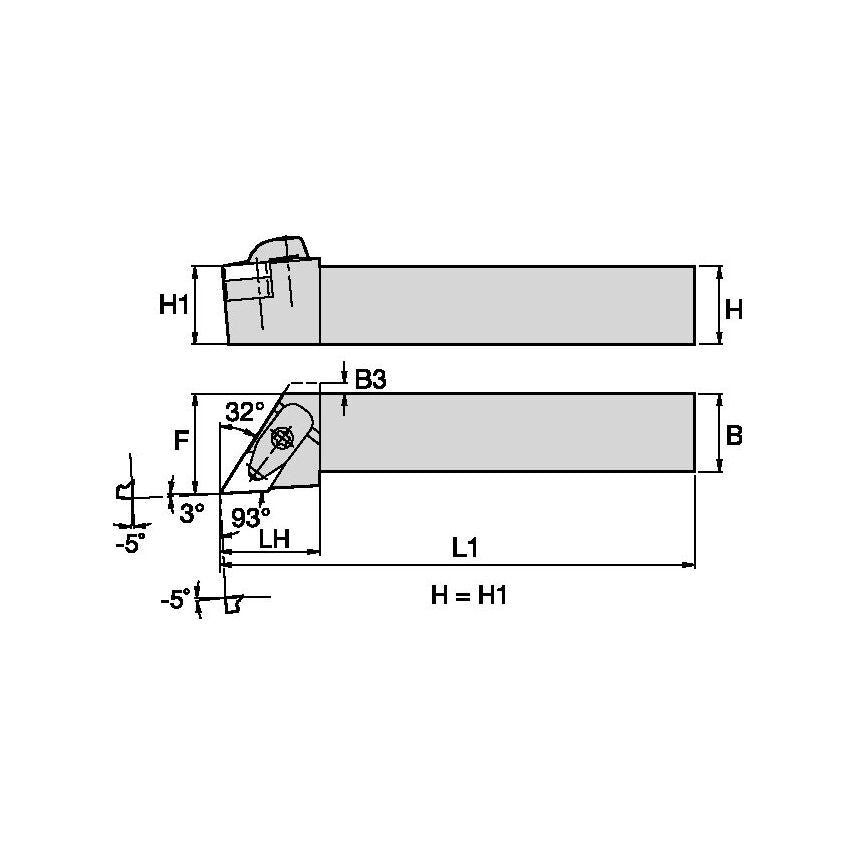 DDJNR3232P15KC06 D Clamping Holder W32, 0MM L170
