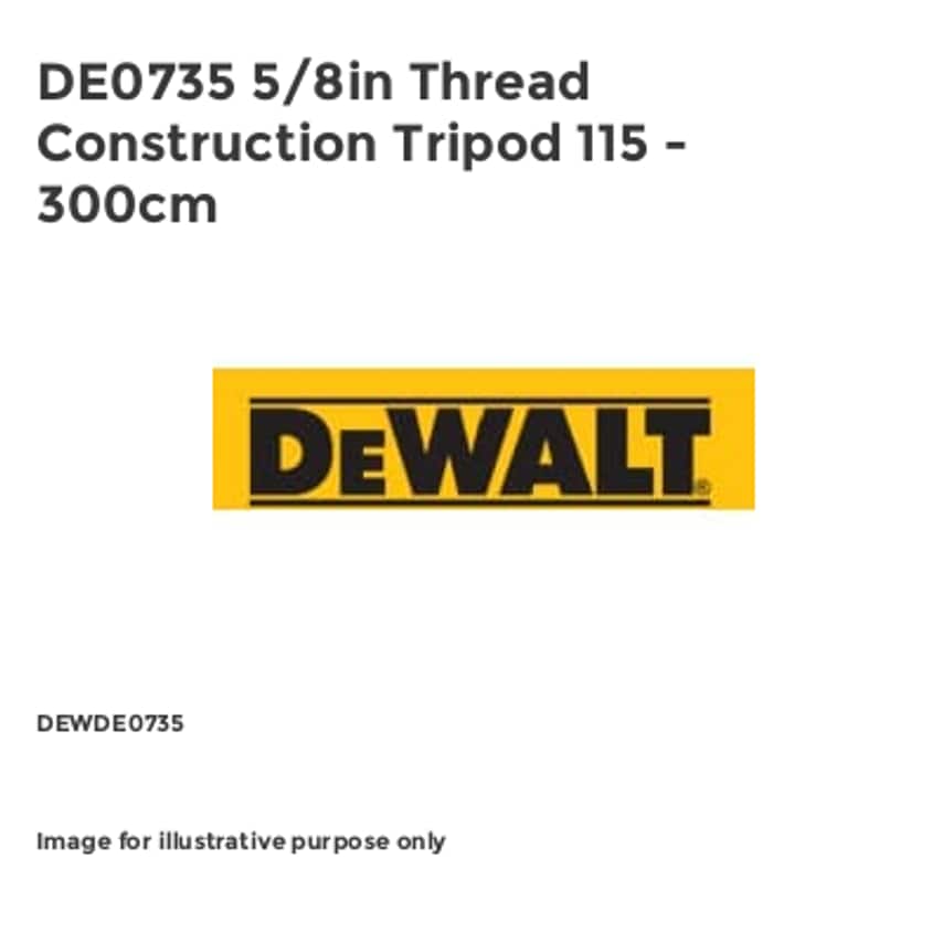 DE0735 5/8in Thread Construction Tripod 115 - 300cm DEWDE0735