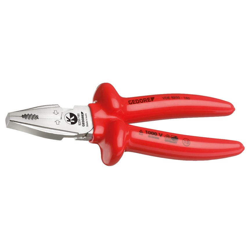 DE Heavy duty combination pliers with VDE dipped