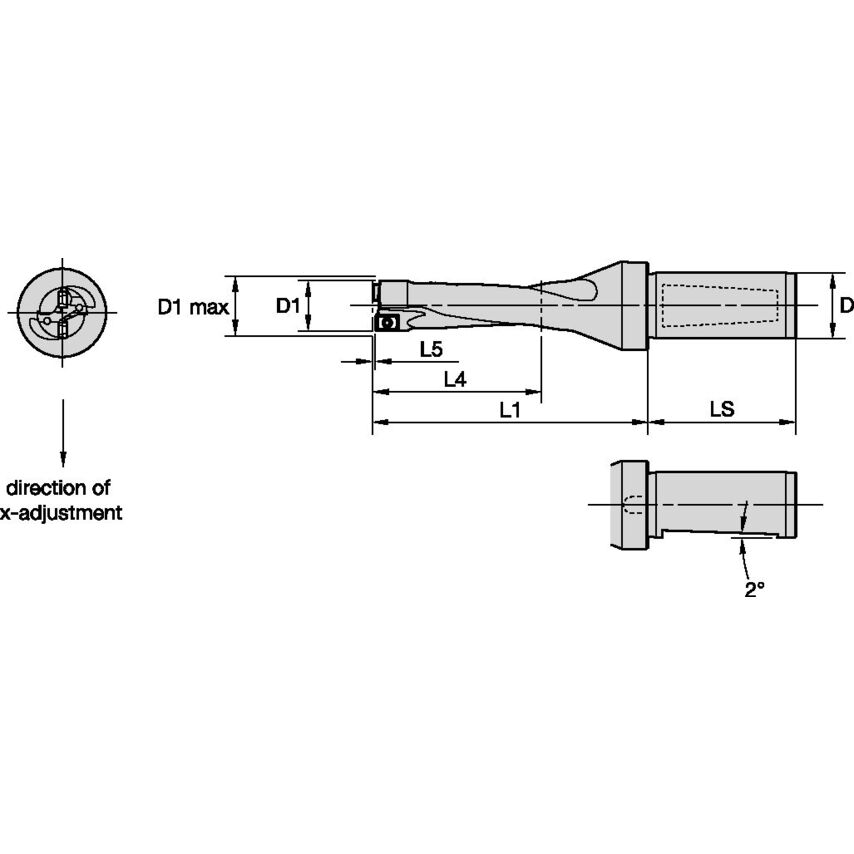 DFR185R3WD25M Drill Body DIAMETER=18.5-19.5
