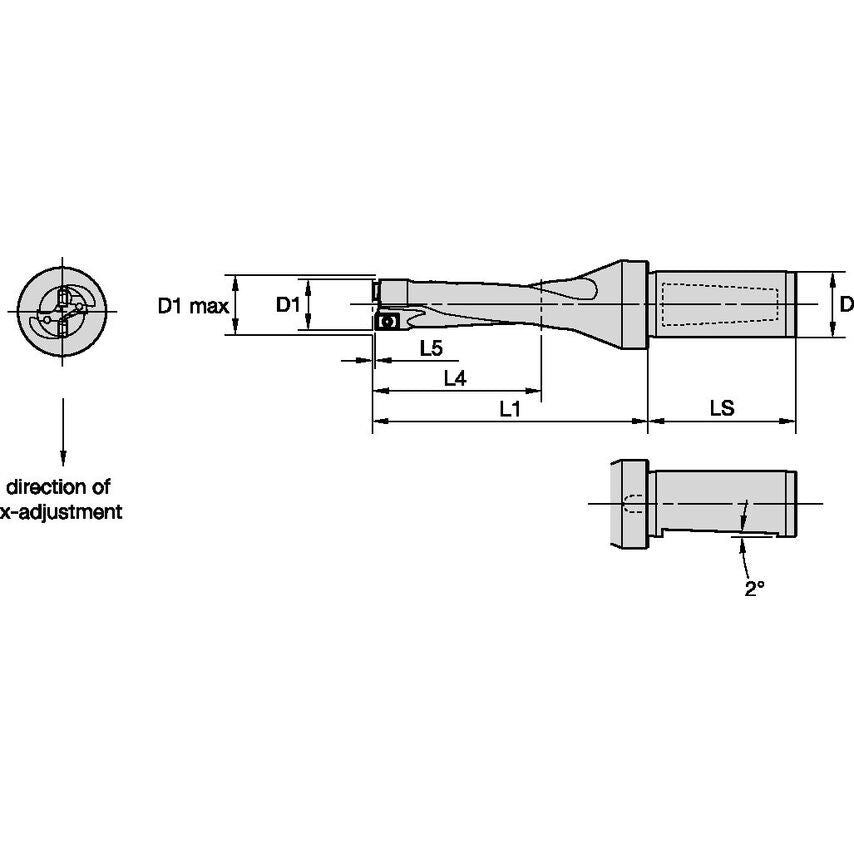 DFR200R3WD25M Drill Body DIAMETER=20.0-21.0