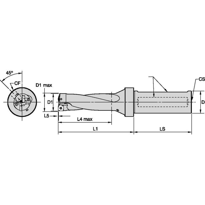 DFSP1313R3SSF125 Indexable Drill DFSP RH DIA=1.