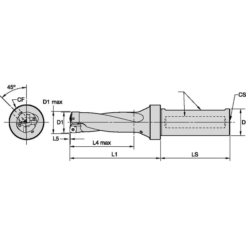 DFSP1875R3SSF150 Indexable Drill DFSP RH DIA=1.