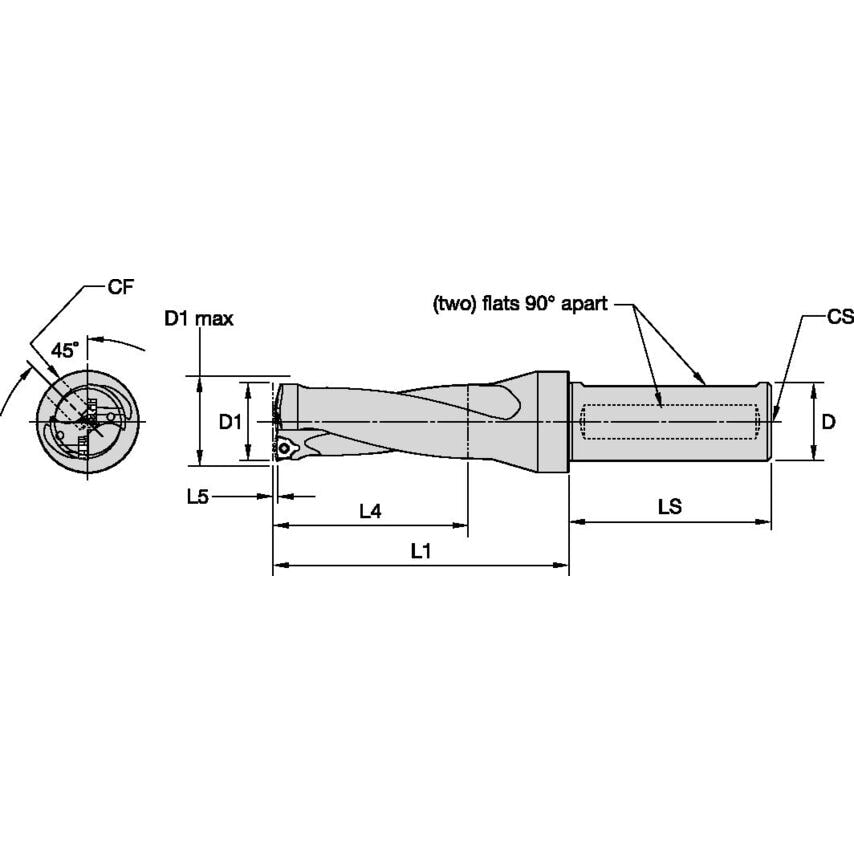 DFT0875R2SSF125 Drill Fix Indexable Drill .875