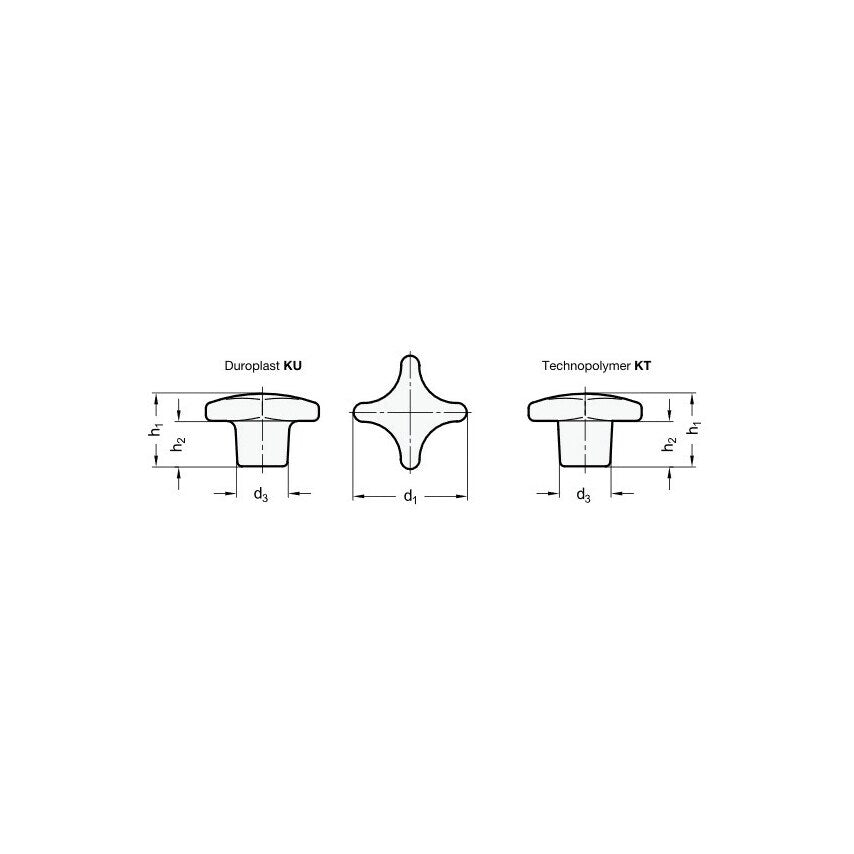 DIN6335 KU-20-M4-K-MS Plastic Star Knobs