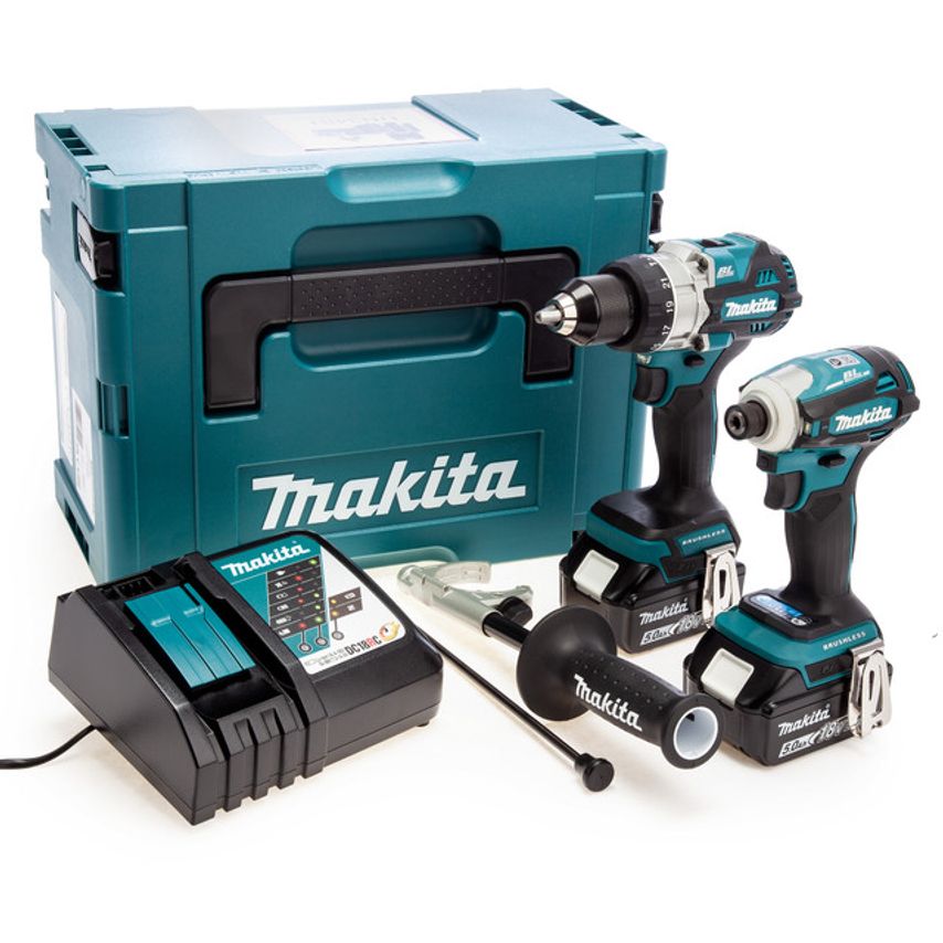 DLX2455TJ 18V Combi Drill & Impact Driver Twin Pack (2 x 5.0AH Batteries) in Makpac Case