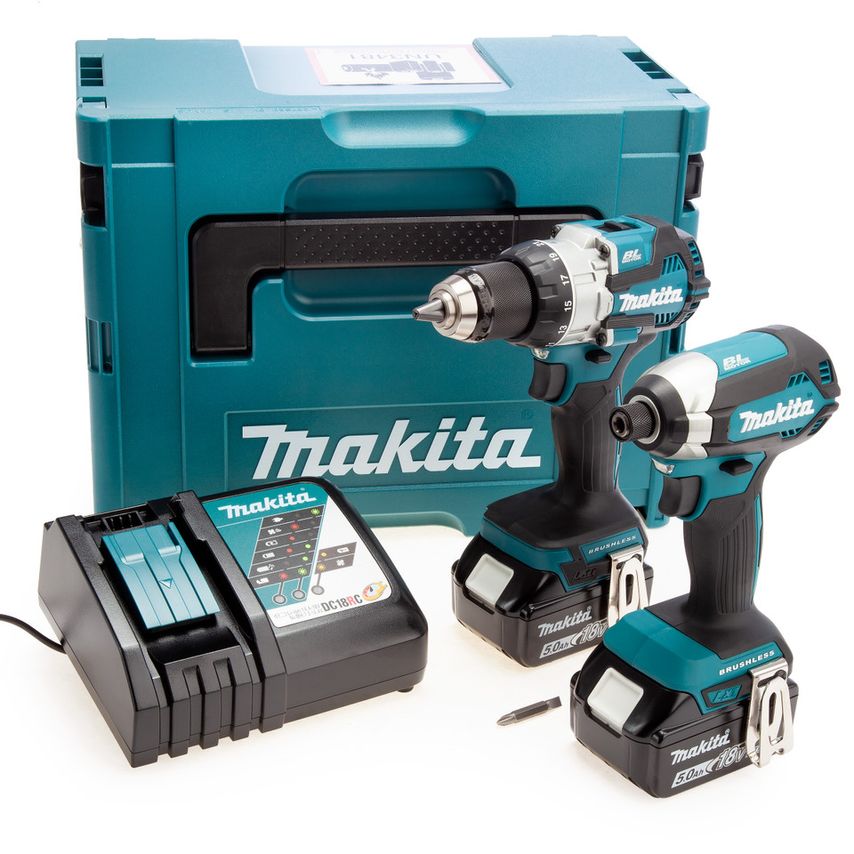 DLX2507TJ 18V LXT DHP489 Combi Drill & DTD153 Impact Driver Twin Pack (2 x 5.0Ah Batteries)