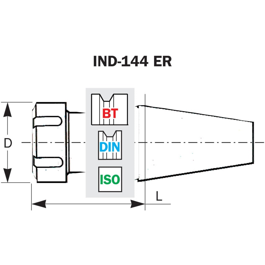 DN40-ER16-150 ER Style Collet Chuck