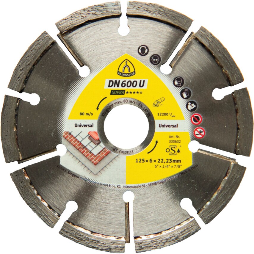 DN600U Diamond Blade 125X6X22.23mm