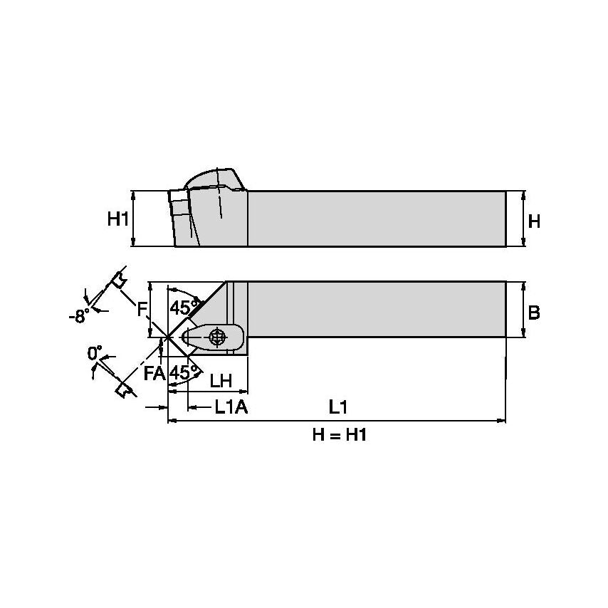 DSSNL2525M12KC04 D Clamping Holder W25, 0MM L150