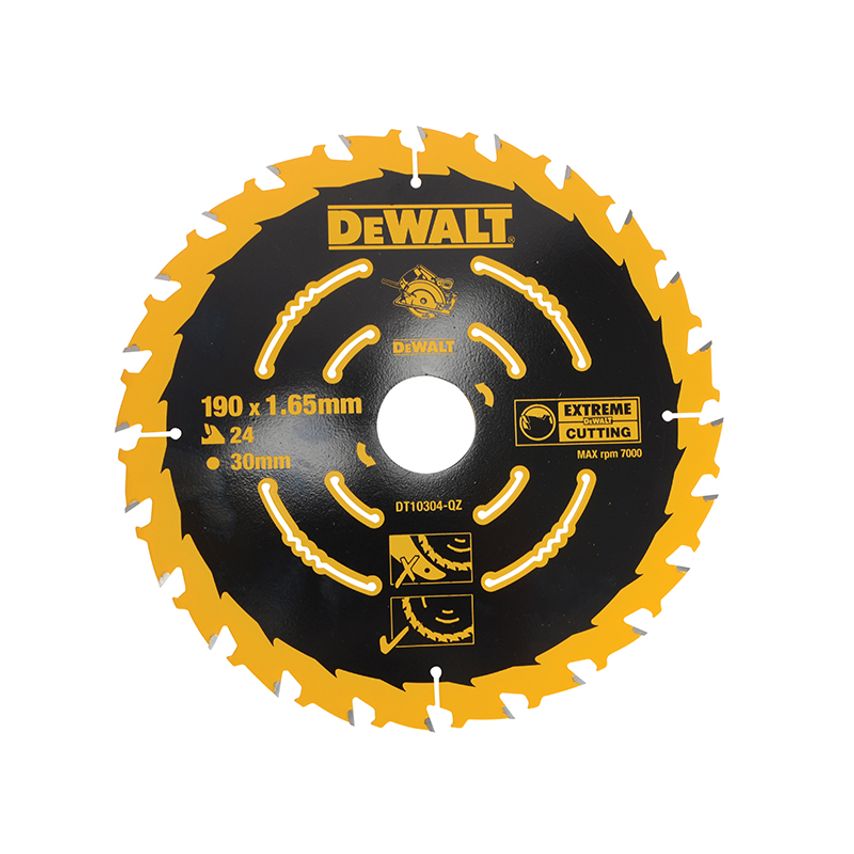 DT10304 Extreme Framing Circular Saw Blade for Wood 190 x 30mm x 24T