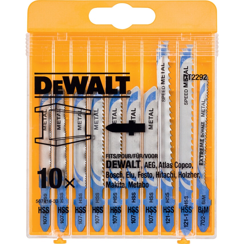 DT2292-QZ 10 Piece Metal-cutting Jigsaw Blades Set