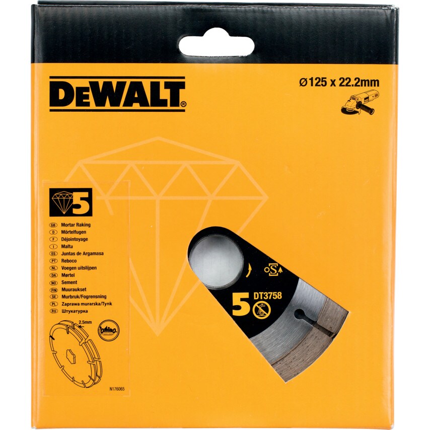 DT3758-QZ 125mm Twin Mortar Raking Blade Extreme 6.3mm Segments