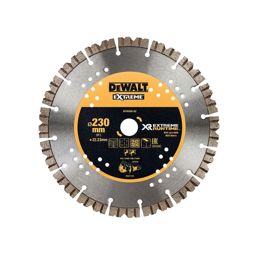 DT40260 Extreme Diamond Cutting Blade 230 x 22.23mm DEWDT40260QZ