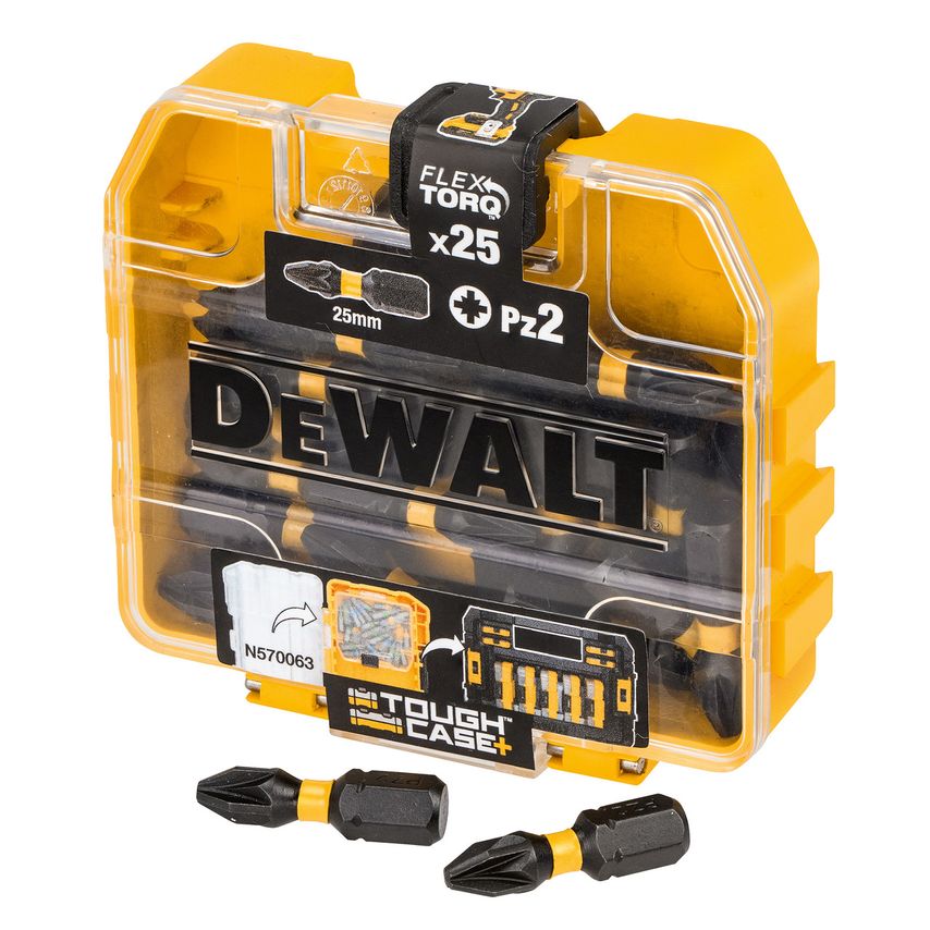 DT70556T Extreme FlexTorq PZ2 Screwdriver Bits 25mm, Pack of 25