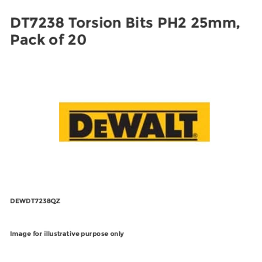 DT7238 Torsion Bits PH2 25mm, Pack of 20