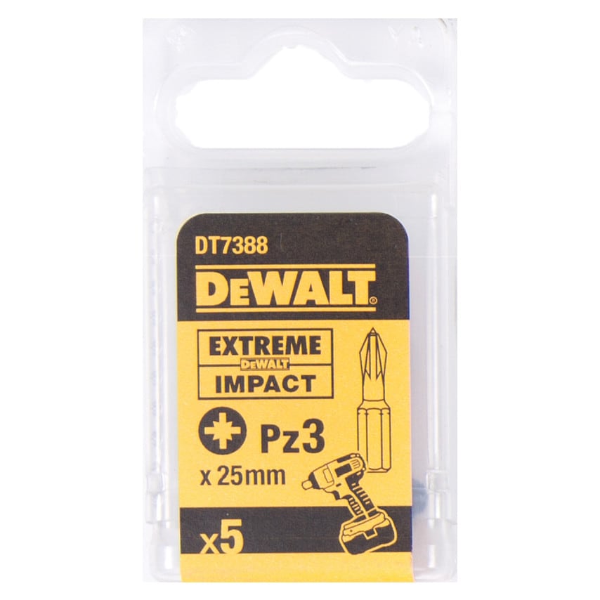 DT7388T-QZ PZ3 25mm Impact Bit, Pack of 5