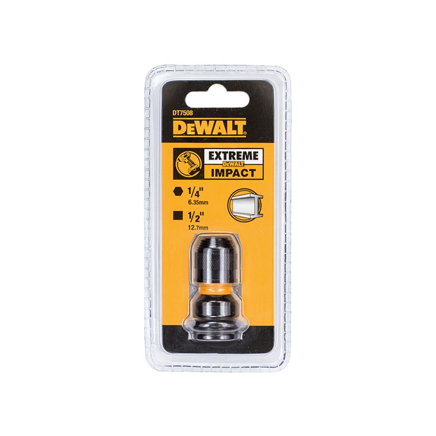 DT7508 1/2in Drive to 1/4in Hex Impact Adaptor DEWDT7508QZ