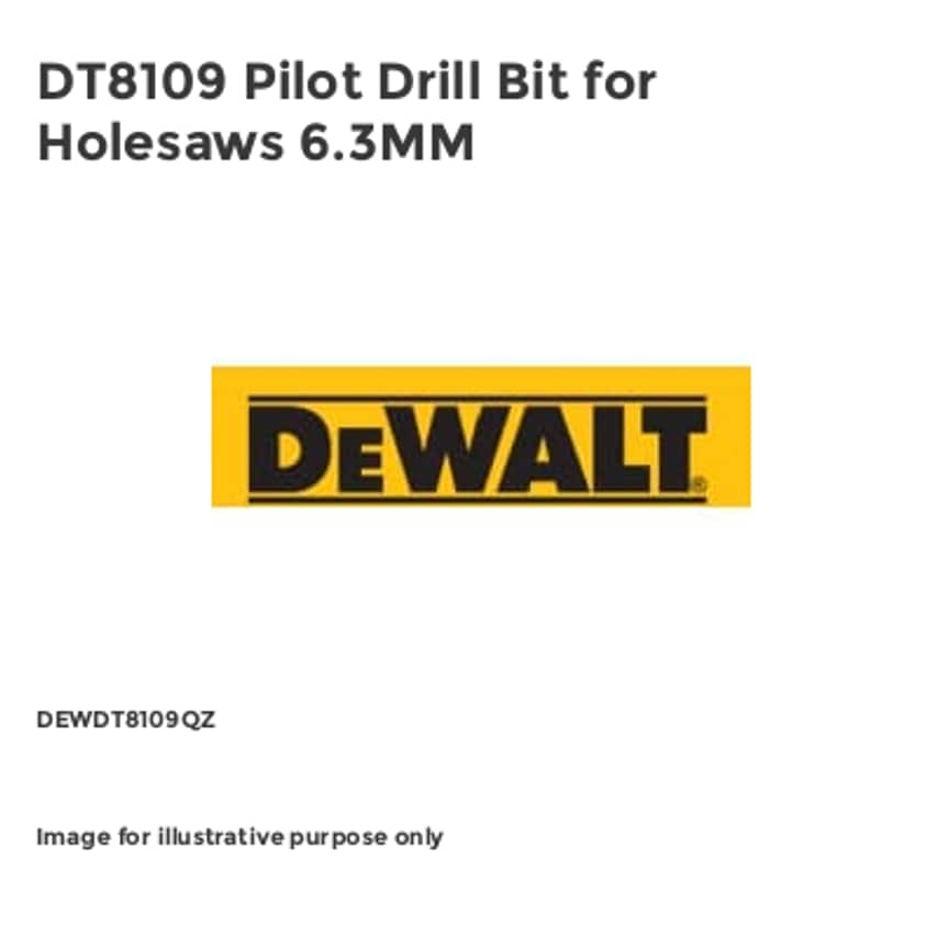 DT8109 Pilot Drill Bit for Holesaws 6.3MM DEWDT8109QZ