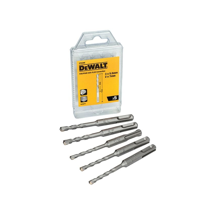 DT9398 SDS Plus Drill Bit Set, 5 Piece DEWDT9398QZ