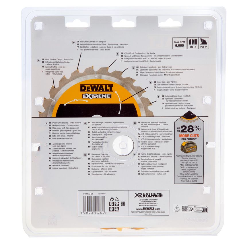 DT99572 Extreme Runtime Saw Blade - 250mm x 30mm x 36T