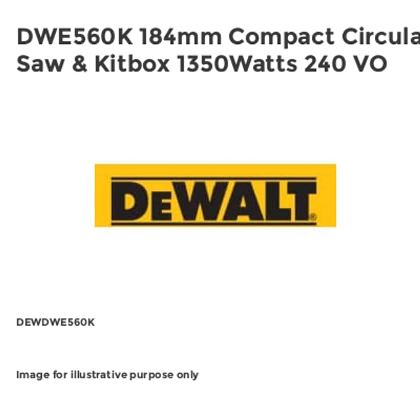 DWE560K 184mm Compact Circular Saw & Kitbox 1350Watts 240 VO DEWDWE560K